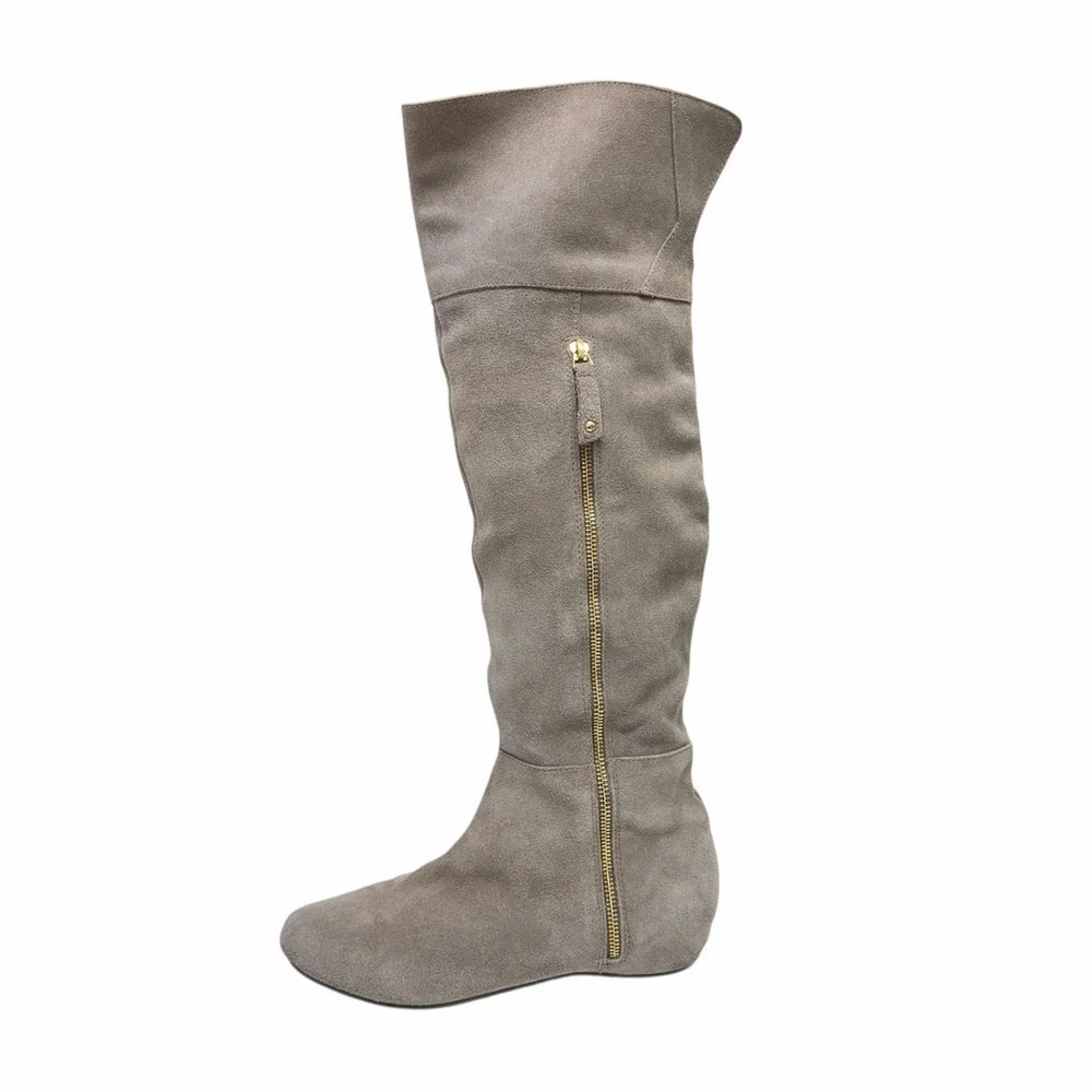 Steve Madden Suede Over The Knee Flat Boots Taupe Women's 8.5